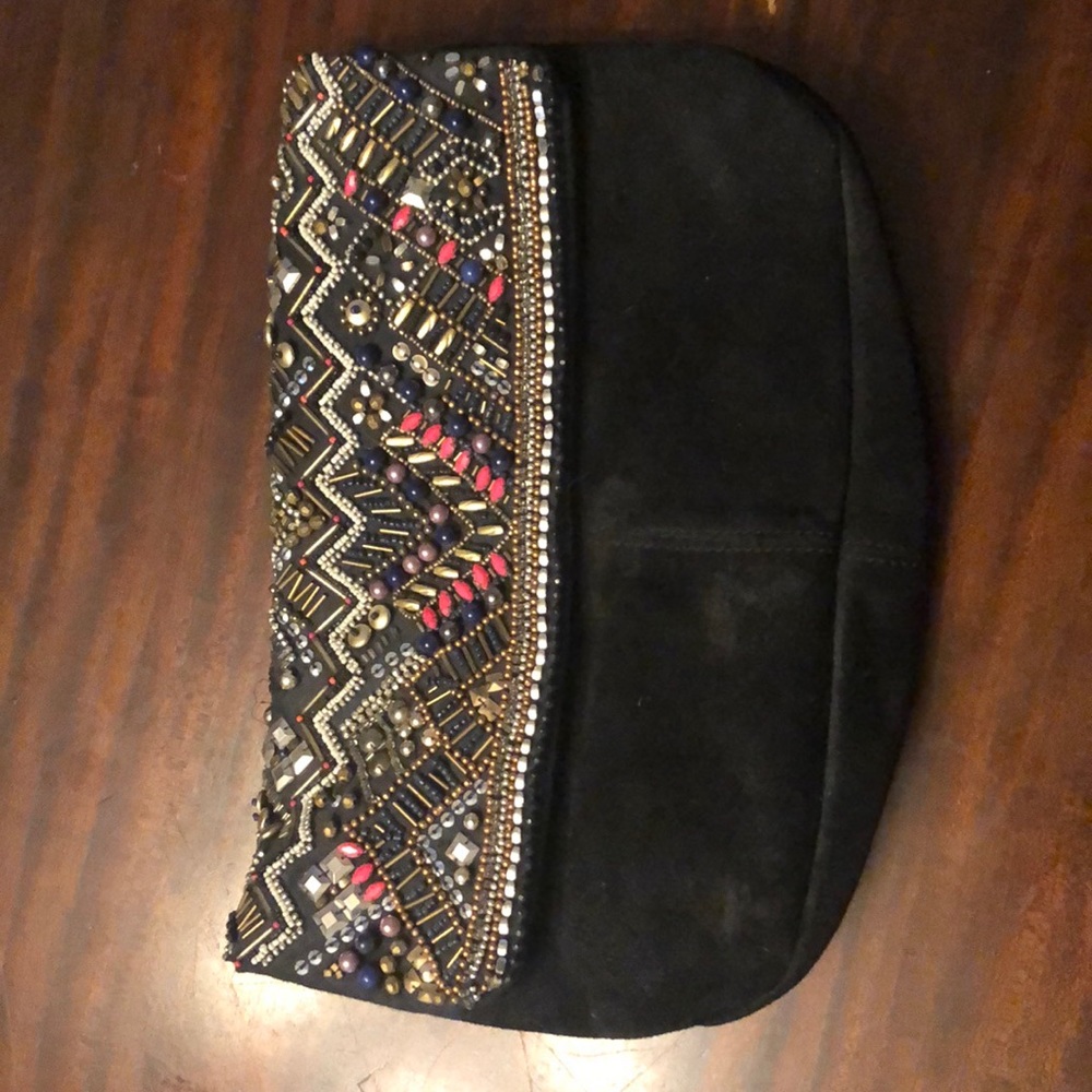 Large black beaded clutch